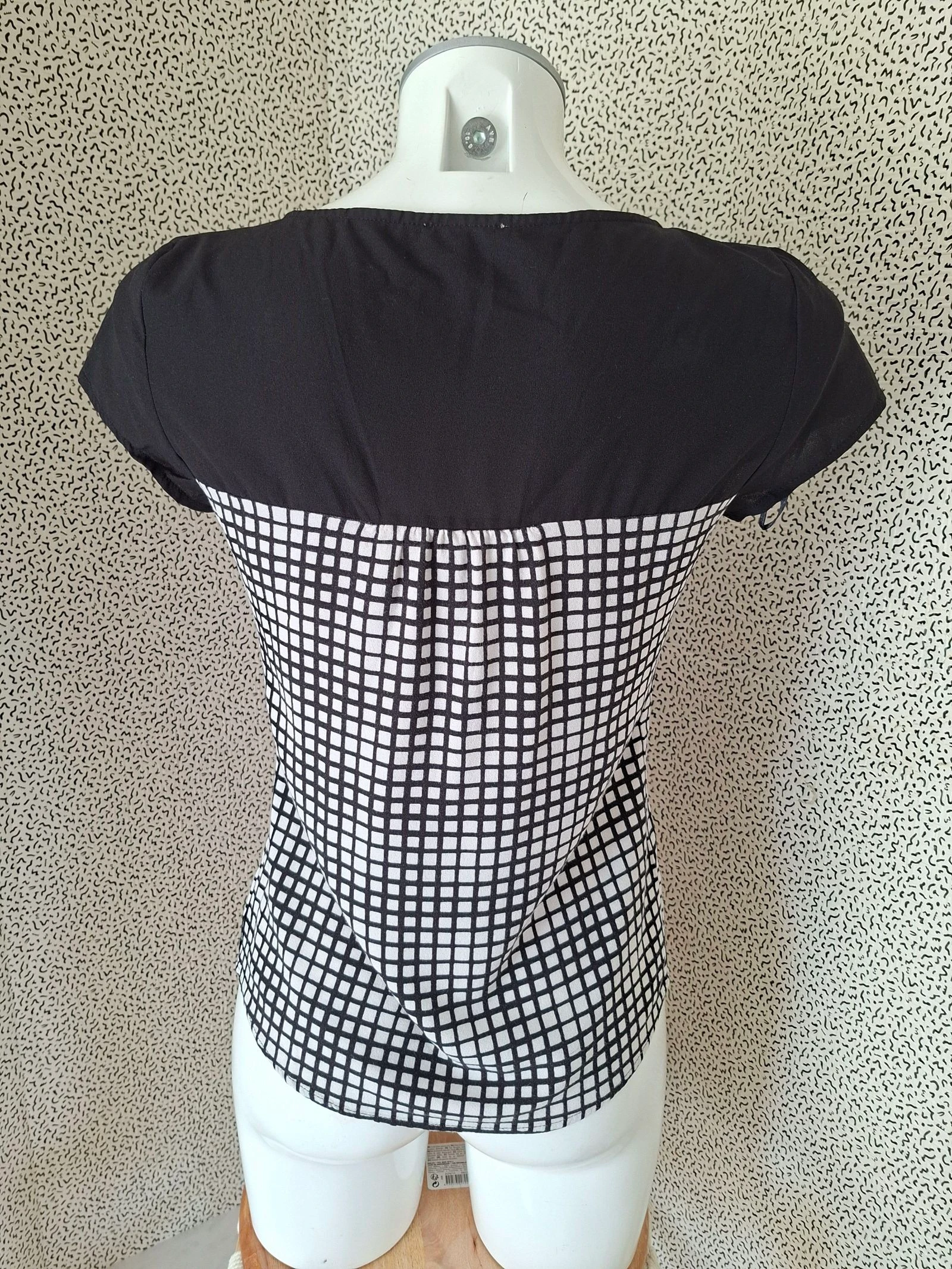 Blusa GDM Grain de Malice T36 Preto Branco Quadrados Zíper Feminino Chique – photo 3